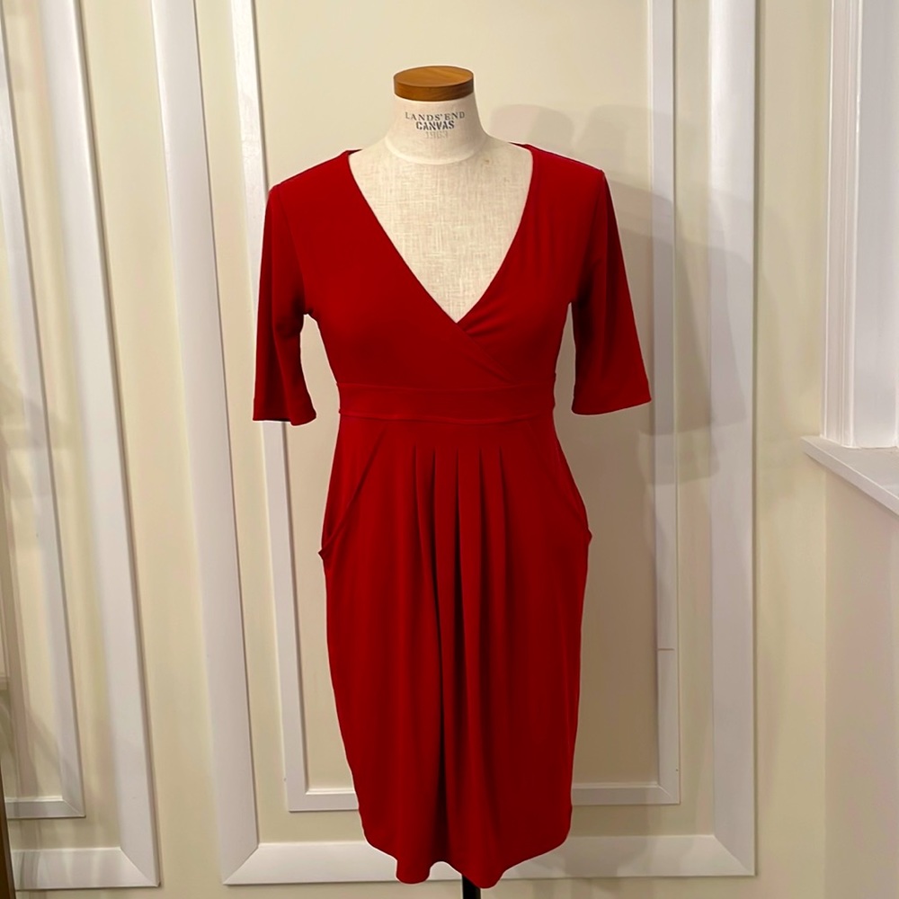 Sexy Red Dress with Pleats & Pockets!